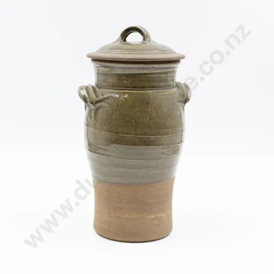 Contemporary NZ Pottery Jar & Cover Impressed Mark "MP"