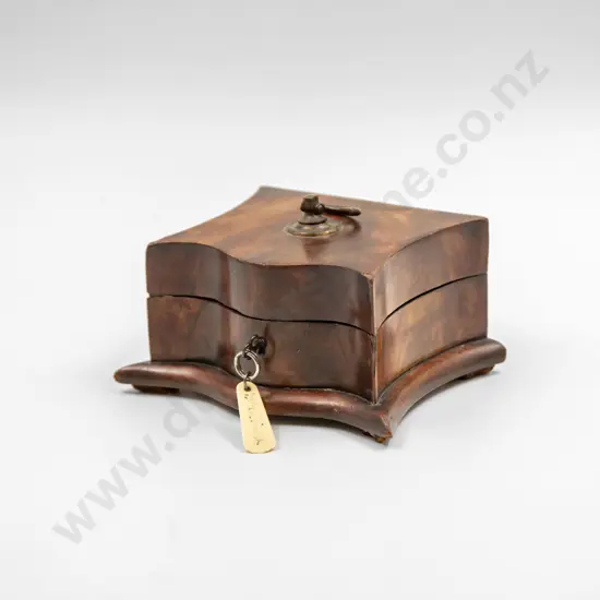 C19th Flame Mahogany Serpentine Shaped Trinket Box