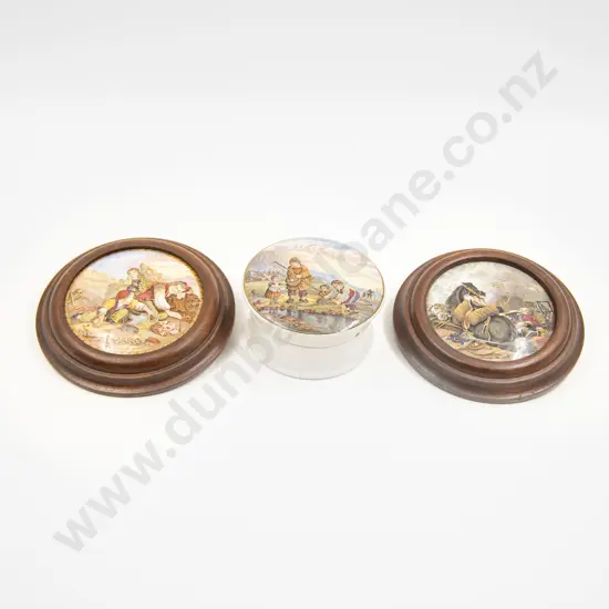 Two Victorian Prattware Pot Lids & Another Complete Pot