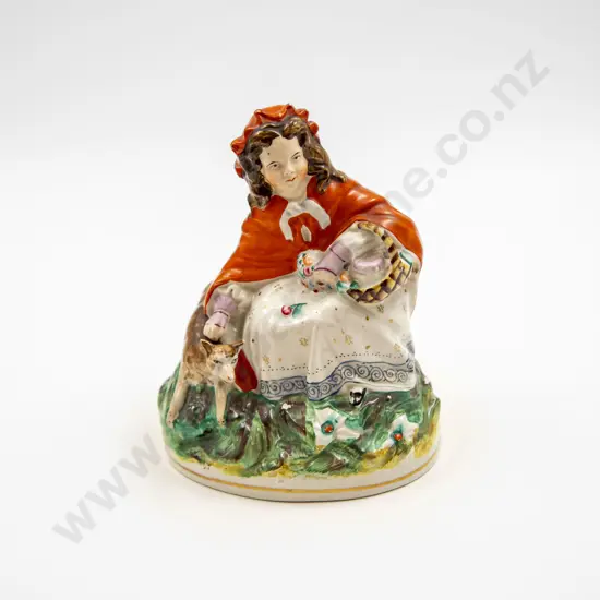 Victorian Staffordshire Figure Group of Little Red Riding Hood