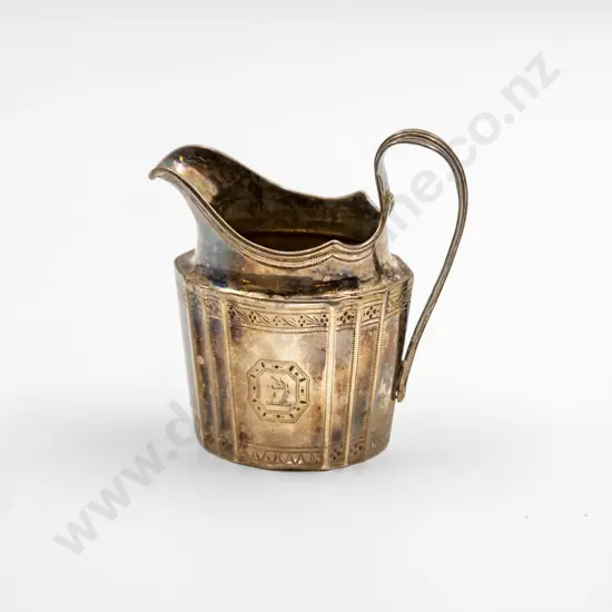 Vict S/S Bright Cut Engraved Cream Jug