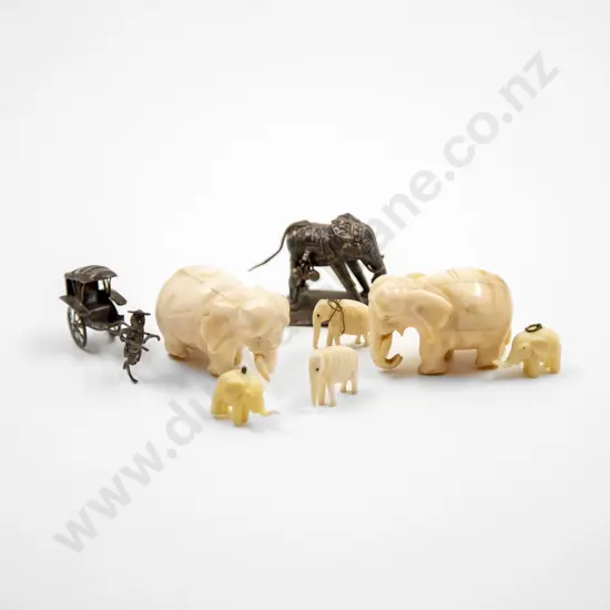 Two Small Ivory Elephants