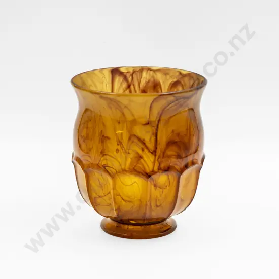 Art Deco Amber Cloud Glass Vase