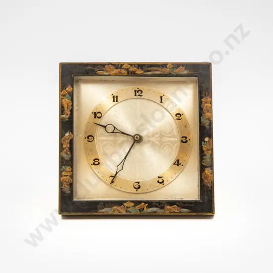 Vintage Lacquered Framed Desk Clock