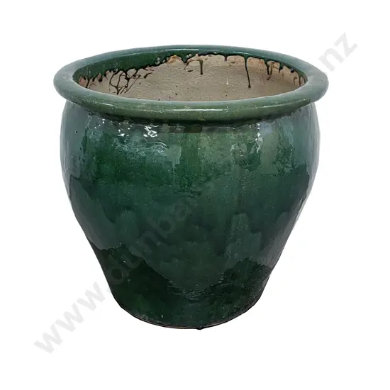 Large Plain Green Glazed Planter