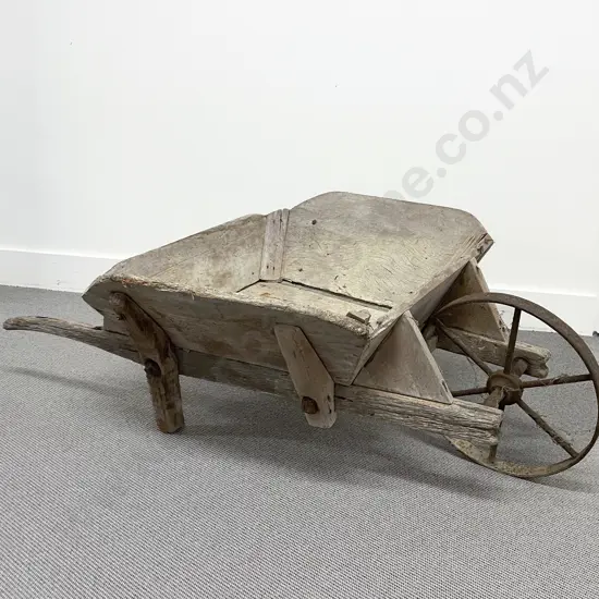 Antique Hand Built Pine Wheelbarrow
