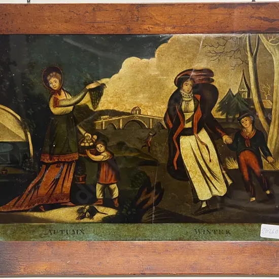 Reverse Hand Painted Lithograph - Autumn Winter