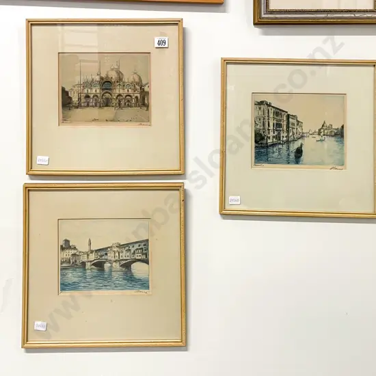 Set of Three Etchings - Italian historical Views