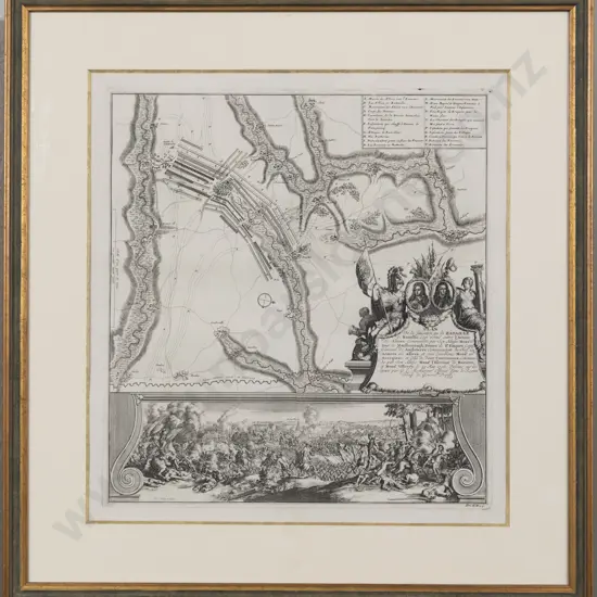 18th Century French Engraved Plan De La Sutuation ou la Batallie de Ramillis (after Vianen)