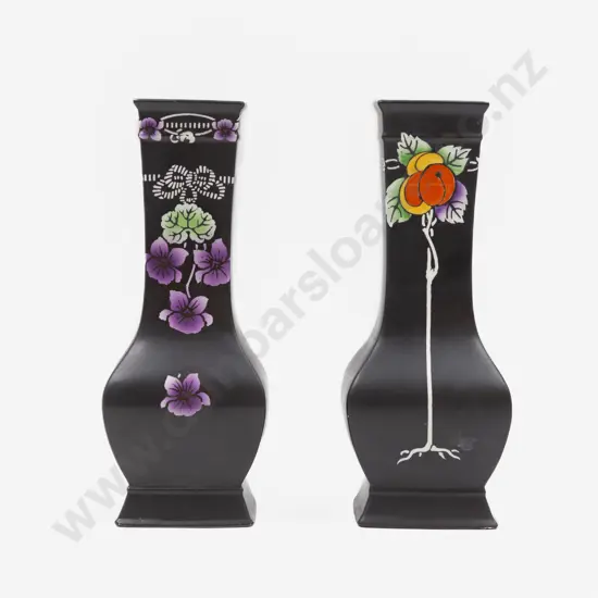 Shelley Square Baluster Art Deco Vases One in Violetta Pattern