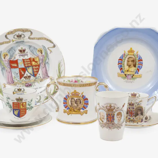 Five Shelley Royal Commemorative Plates with Four Cups