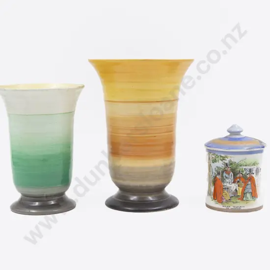 Two Shelley Tulip Vases with Sugar Pot