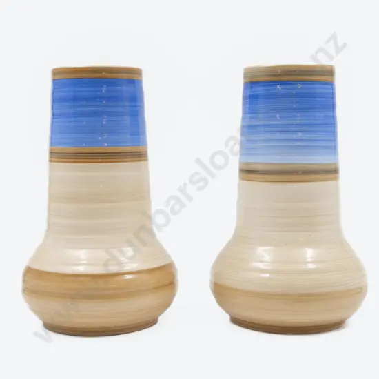 Pair of Shelly Banded Baluster Vases