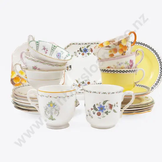 Eight Shelley Fancy Cup Saucer Plates