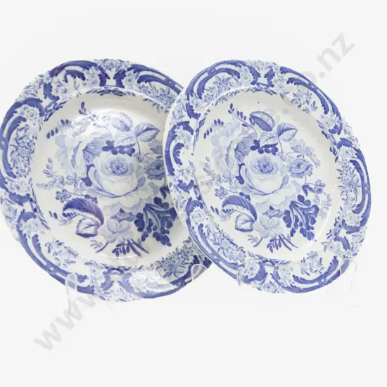 Pair Mid C19th Masons Blue & White Plates