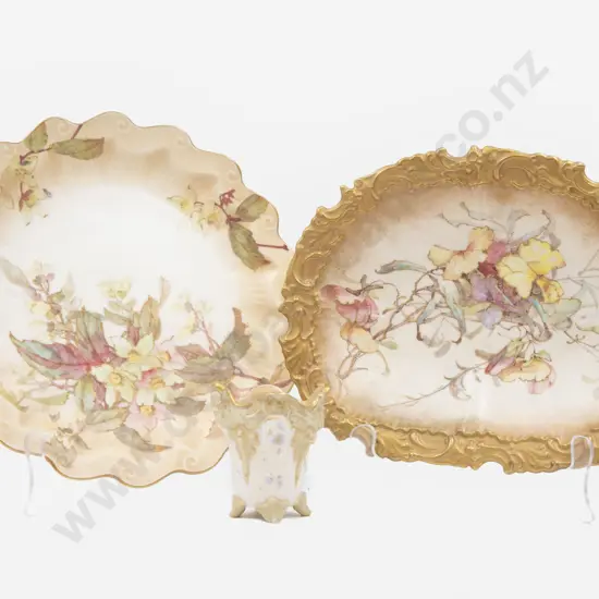 Two Doulton Burslem Fancy Plates & Posy Pot