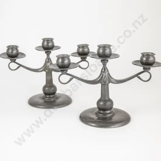 Pair Of Liberty & Co "Tudric" Pewter Candlesticks