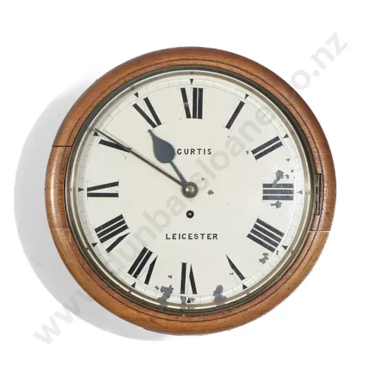 Vict Oak Circular Wall Clock by Curtis of Leicester
