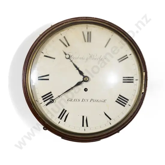 An Attractive Regency Mahogany Circular Wall Clock by Desbois & Wheeler
