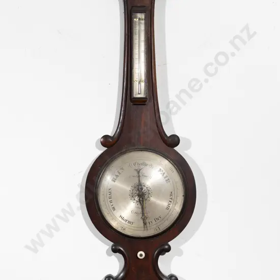 C19th Mahogany Banjo Barometer By Neill Brothers