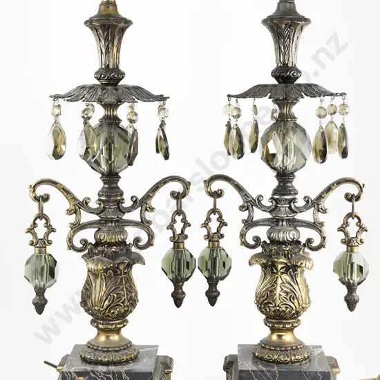 Pair Of Ornate Gilt Metal Lamps