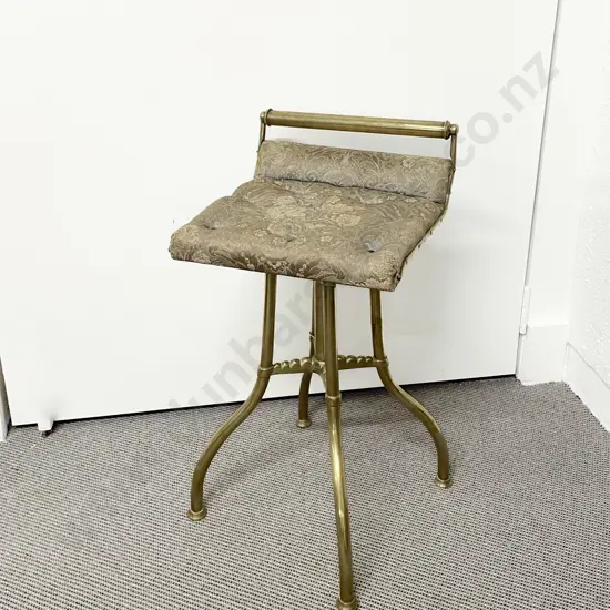 Late C19th Hares Patent Style Brass Revolving Music Stool
