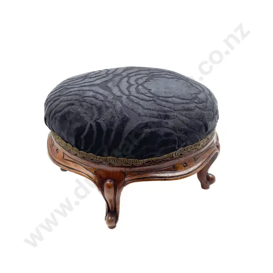 Small Vict Walnut Circular Footstool