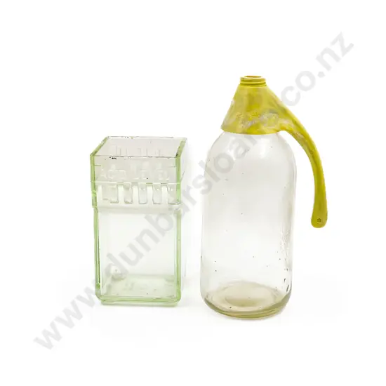 Vintage Glass Battery Acid Container and Other