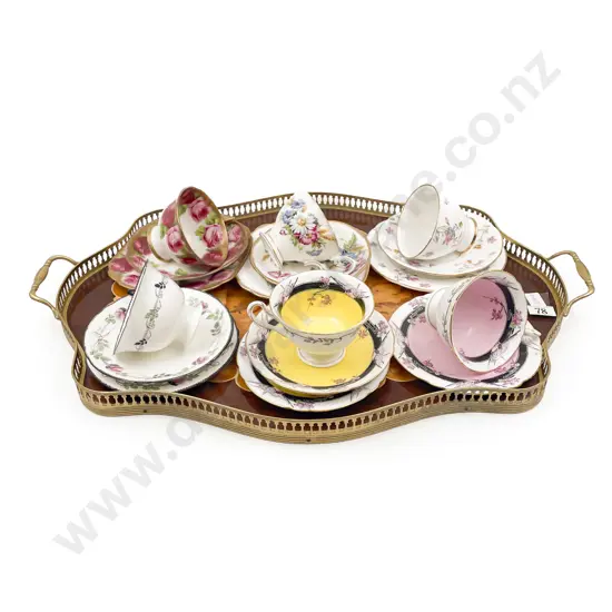 Qty of Fancy China Trios on Decorative Tray