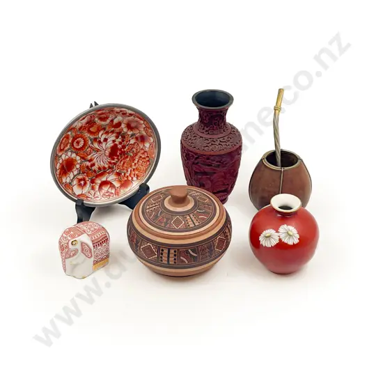 Qty of Assorted incl Cinnabar Lacquer Vase