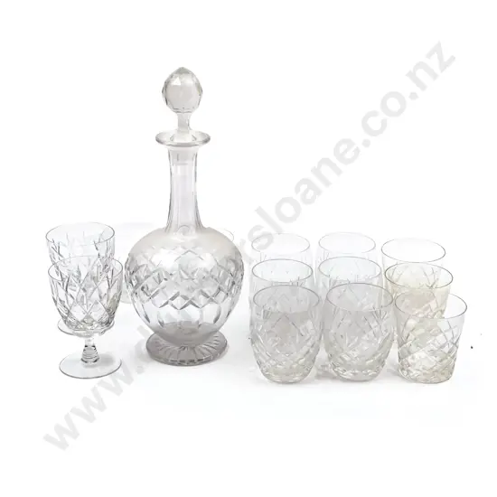 Decanter and Assorted Glasses