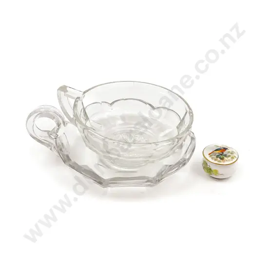 Two Pieces of French Glassware together with Royal Worcester Miniature