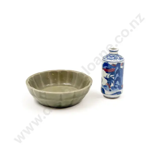 Small Blue and White Bottle and Other