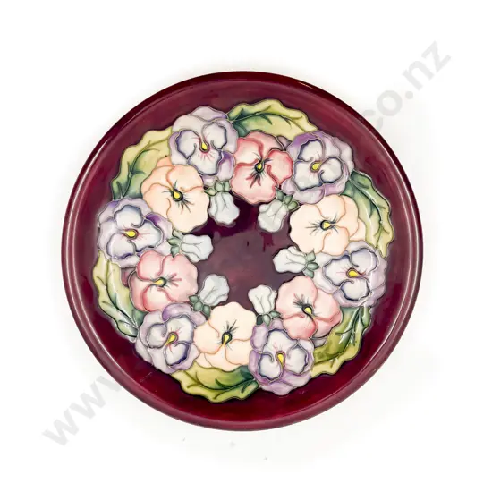 Boxed Moorcroft Pansy Pattern Plate