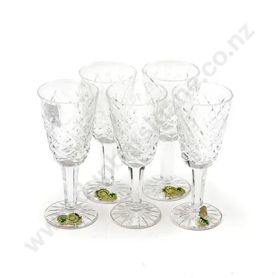 Five Waterford Crystal Sherry Glasses with Original Box