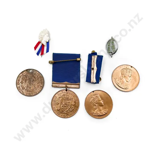 NZ Four 1953 Royal Visit Medals with Badge and Pin