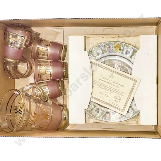 Glass Lemonade Set Together with Boxed Commemorative Plate