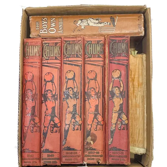 Box Assorted Vintage Annuals Including Chums