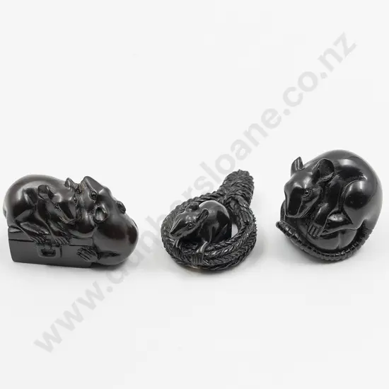 Three Japanese Wood Netsuke