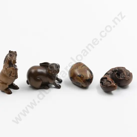 Four Assorted Japanese Wood Netsuke