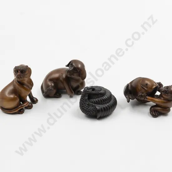 Four Assorted Japanese Wood Netsuke