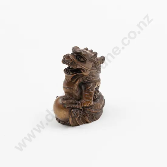 Japanese Carved Wood Netsuke Of A Dragon