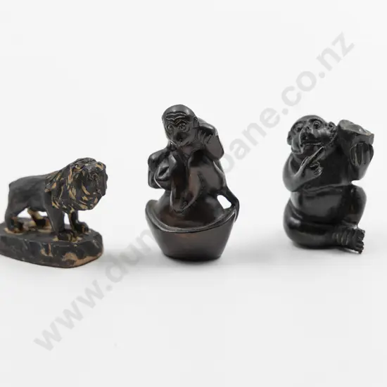 Three Assorted Japanese Wood Netsuke