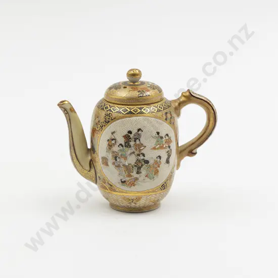 A Japanese Meiji Period Satsuma Miniature Teapot by Shussan