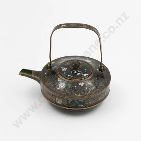 Small Japanese Meiji Period Sake Kettle By Takahara Komajiro