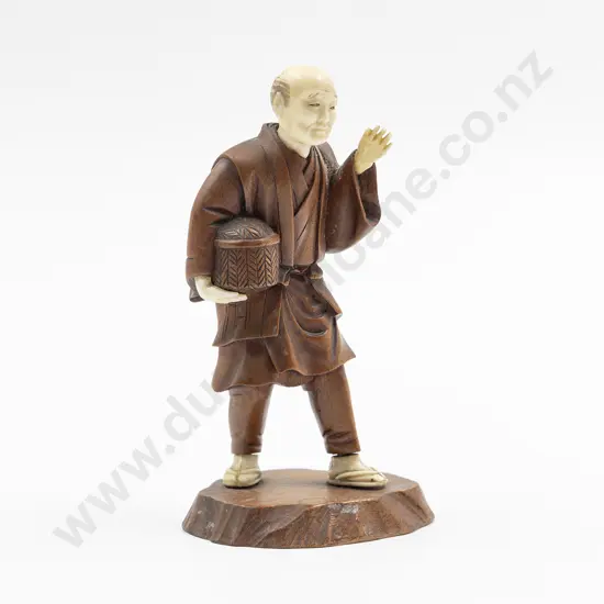 Carved Ivory and Wood Figure of Standing Man