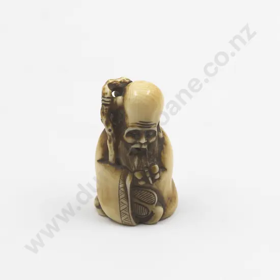 Signed Ivory Netsuke of Fukuroku