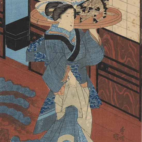 Japanese Edo Period Ukiyo-e (Woodblock Print) by Kochoro Kunisada