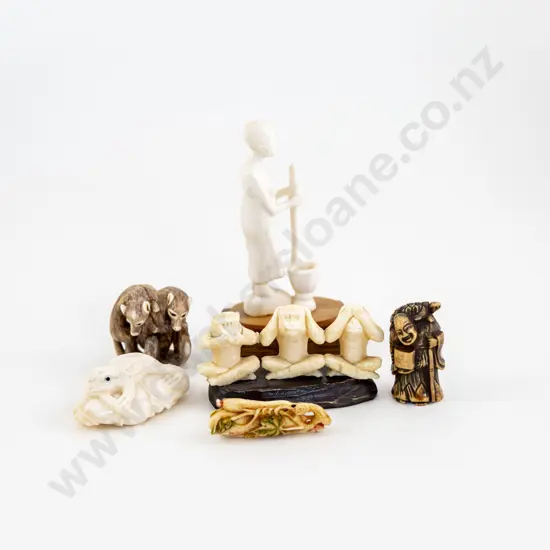 Two Netsuke And Four Small Ornaments