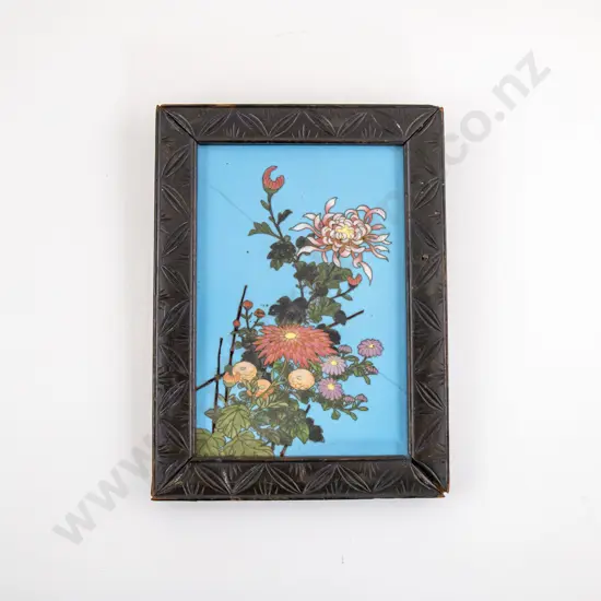 A Meiji Period Japanese Plaque Painted With Flowers